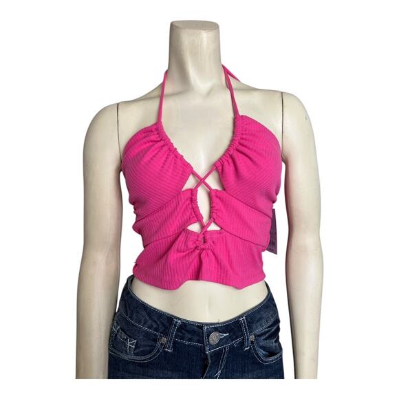 Pink Festival Top Shirt Blouse Concert Summer Skimpy Beach Crop y2k Tank Boho - Picture 1 of 6